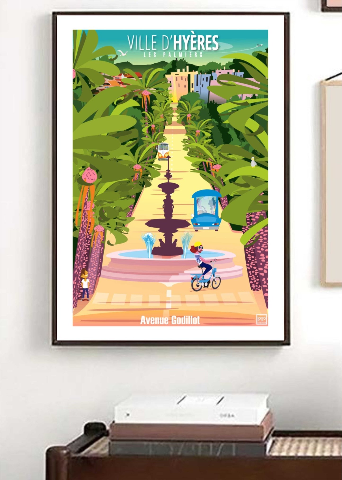 Illustration Originale Avenue Godillot Par Laurent Loiseau - Hyères, 270g, Certificat d'Authenticité - laurent loiseau