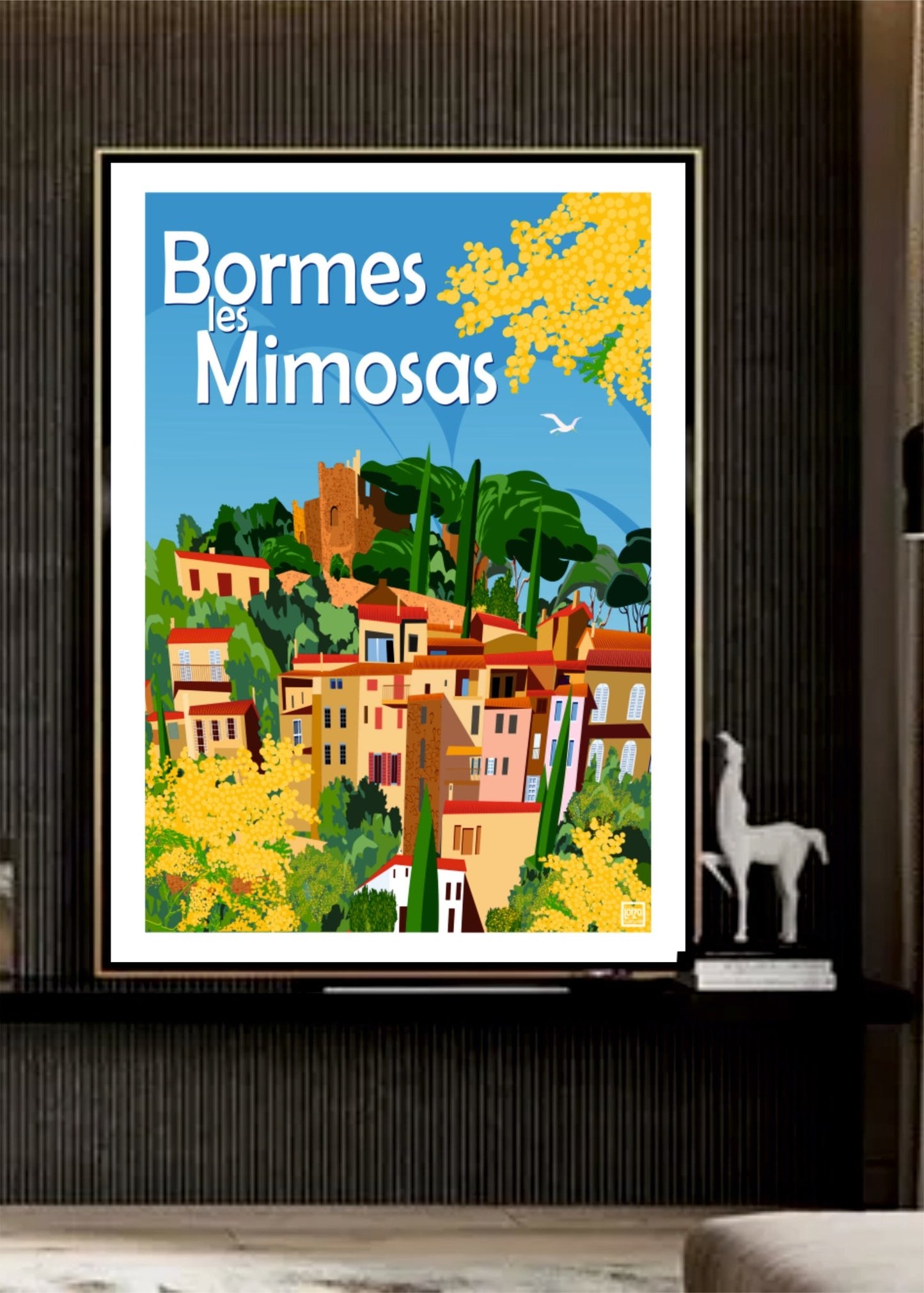 Illustration Bormes Les Mimosas 2 - Œuvre Originale Signée sur Papier Lithographique 270gr - laurent loiseau