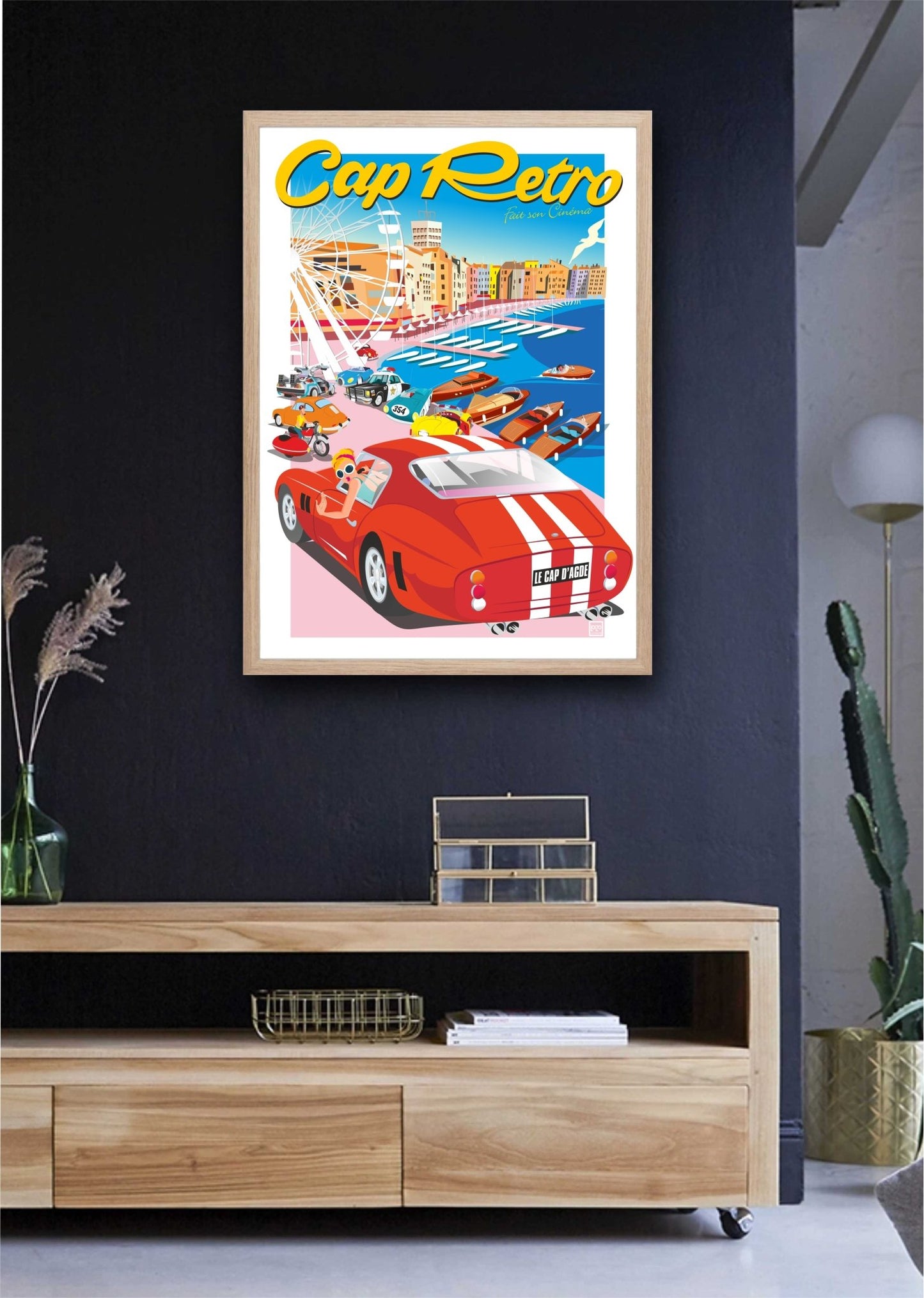 Cap D'Agde Illustration Retro Automobiles Vintage Signée par Laurent Loiseau - Œuvre Authentique 270g - laurent loiseau