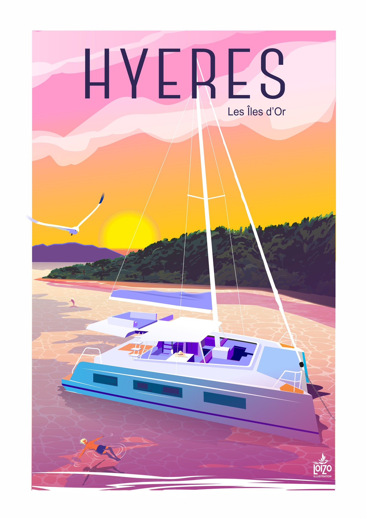 Hyères les îles d'or Catamaran levé de soleil