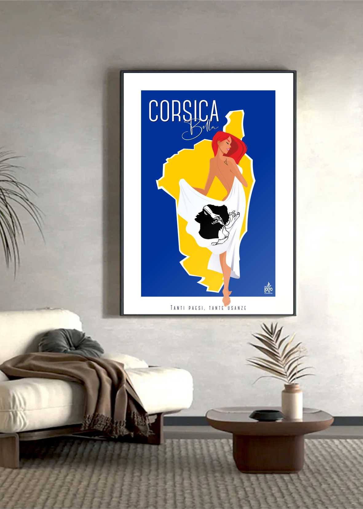 Illustration Pin - Up Corse Plage Par Laurent Loiseau, Signée, Papier Lithographique 270g - laurent loiseau