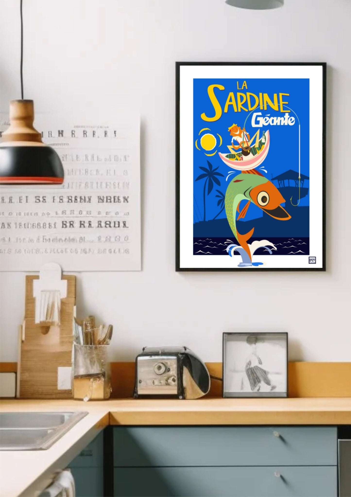 Illustration Originale Sardine - Œuvre D'Art Signée Sur Papier Lithographique 270gr - laurent loiseau
