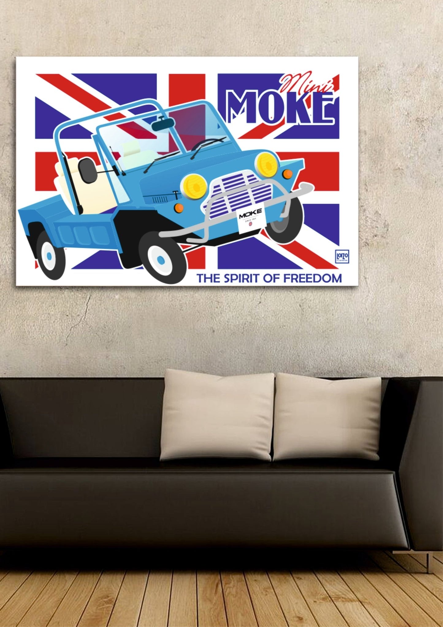 Mini MOKE Tout - Terrain 1964 - 1993 - Illustration Originale Loizo 270gr Signée - laurent loiseau