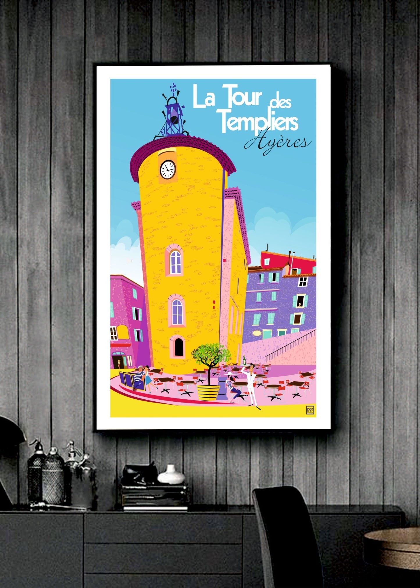 Illustration La Tour Des Templiers à Hyères - Art Original En Papier Lithographique 270gr - laurent loiseau