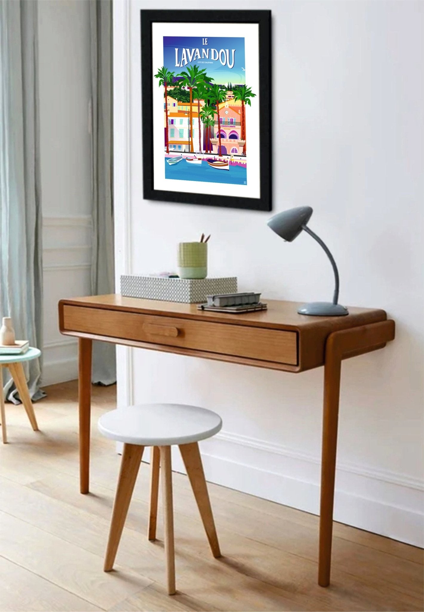 Illustration Originale Lavandou - Art Néo - Rétro sur Papier Lithographique 270g, Authentique & Coloré - laurent loiseau