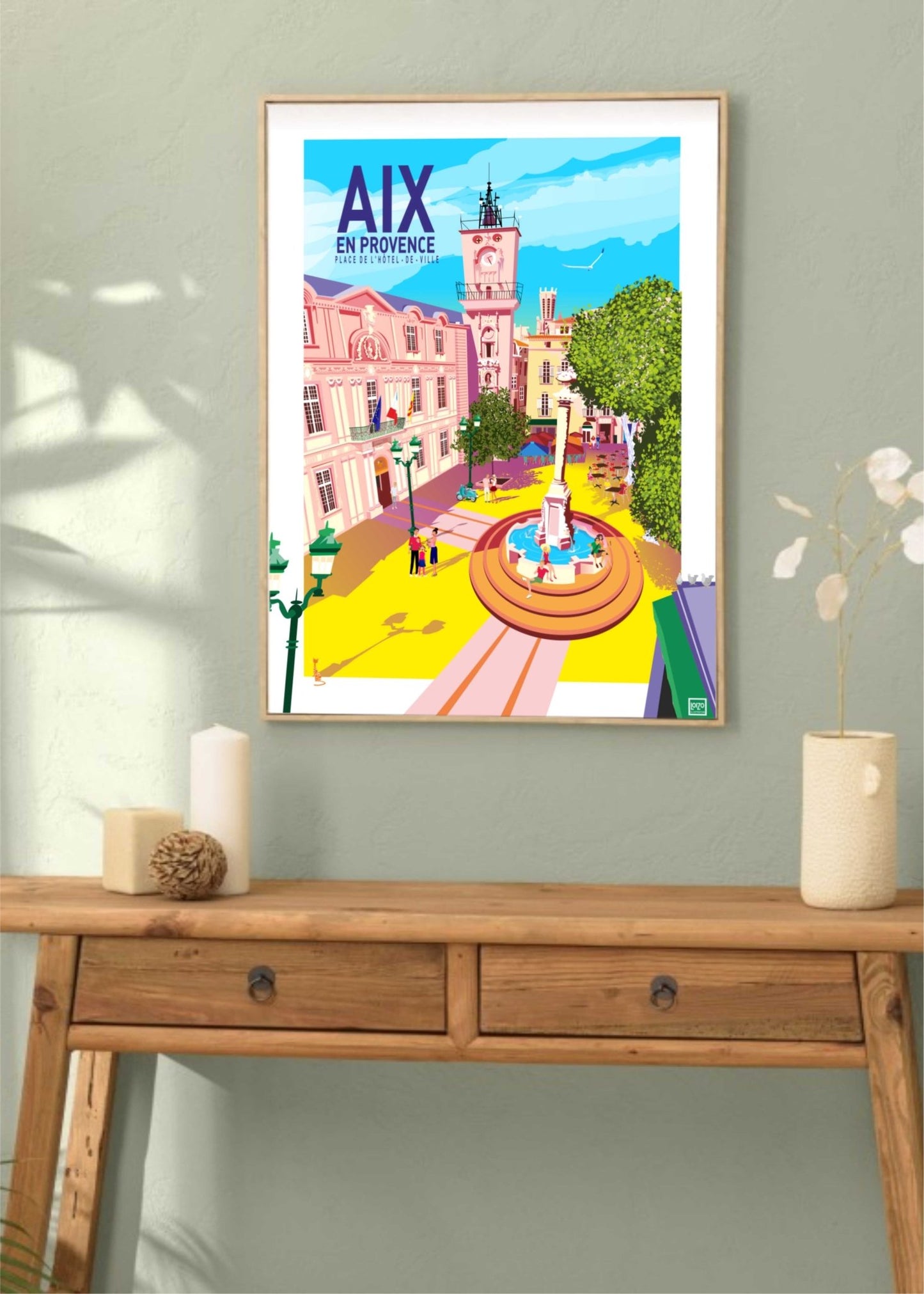 Illustration Signée de l'Hôtel de Ville d'Aix en Provence - Art Authentique et Historique - laurent loiseau