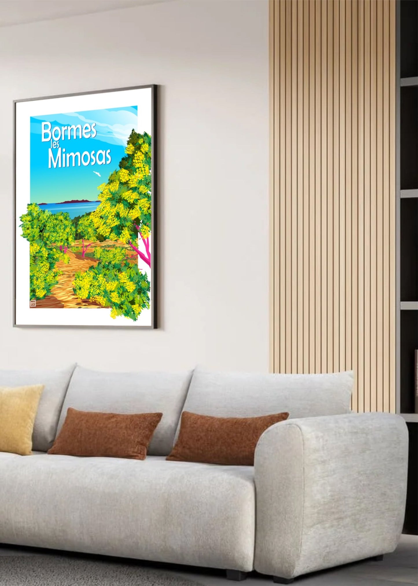 Bormes Les Mimosas : Illustration Originale Sur Papier Lithographique 270gr, Signée et Certifiée - laurent loiseau