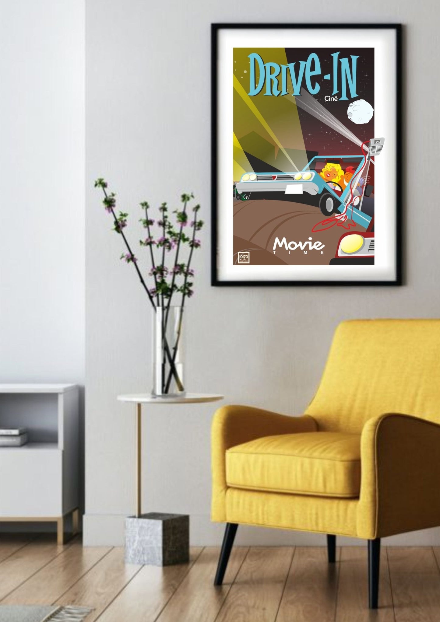 Drive - In Ciné France - Illustration Originale 270gr Par Loizo - Signée et Certifiée - laurent loiseau