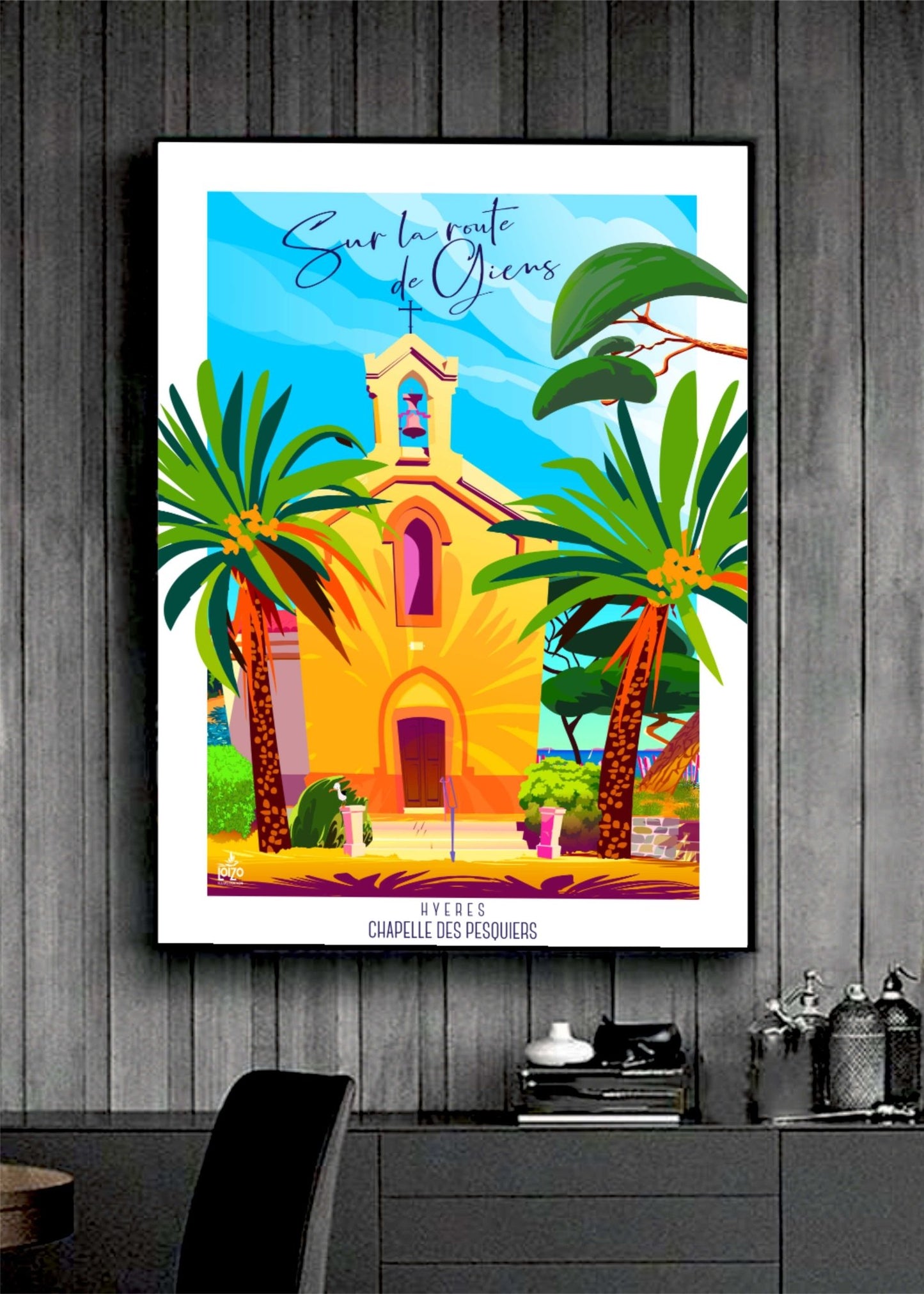 Chapelle Des Pesquiers, Hyères - Illustration Originale Signée Sur Papier Lithographique 270gr - laurent loiseau