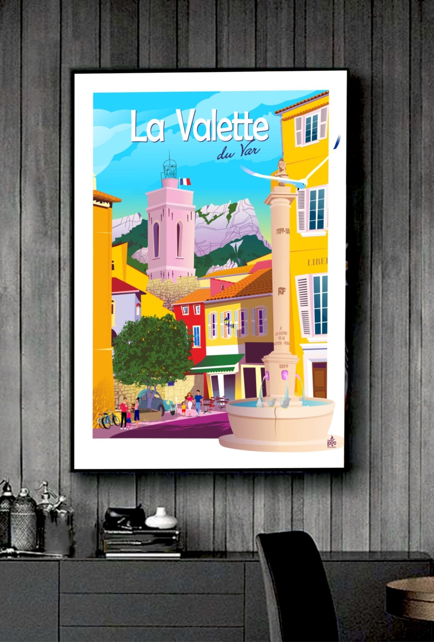 Illustration Originale La Valette Du Var Par Laurent Loiseau - Papier Lithographique 270gr Signé - laurent loiseau
