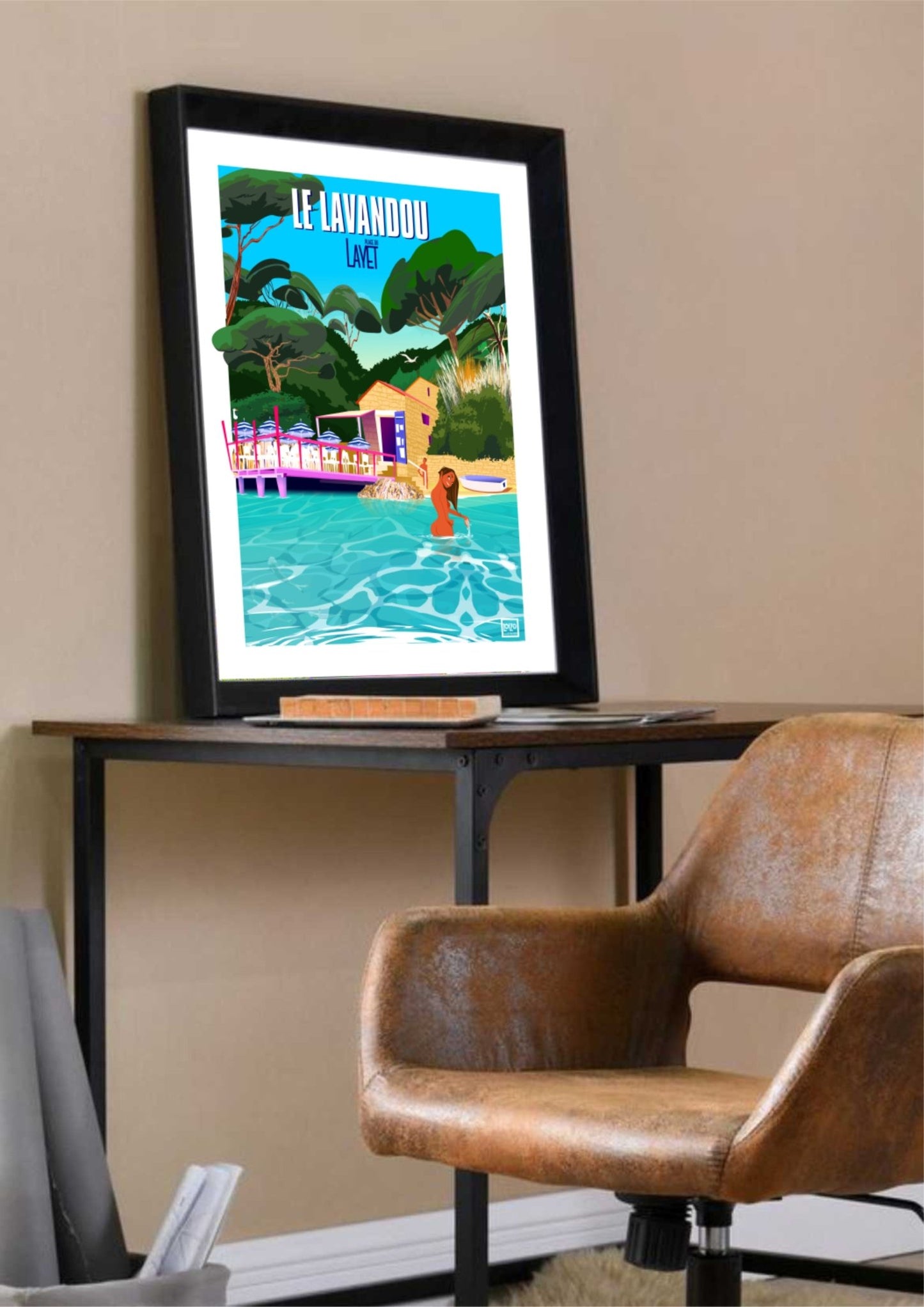 Affiche Vintage Plage Du Layet - Illustration Éblouissante En Couleurs Flamboyantes - laurent loiseau