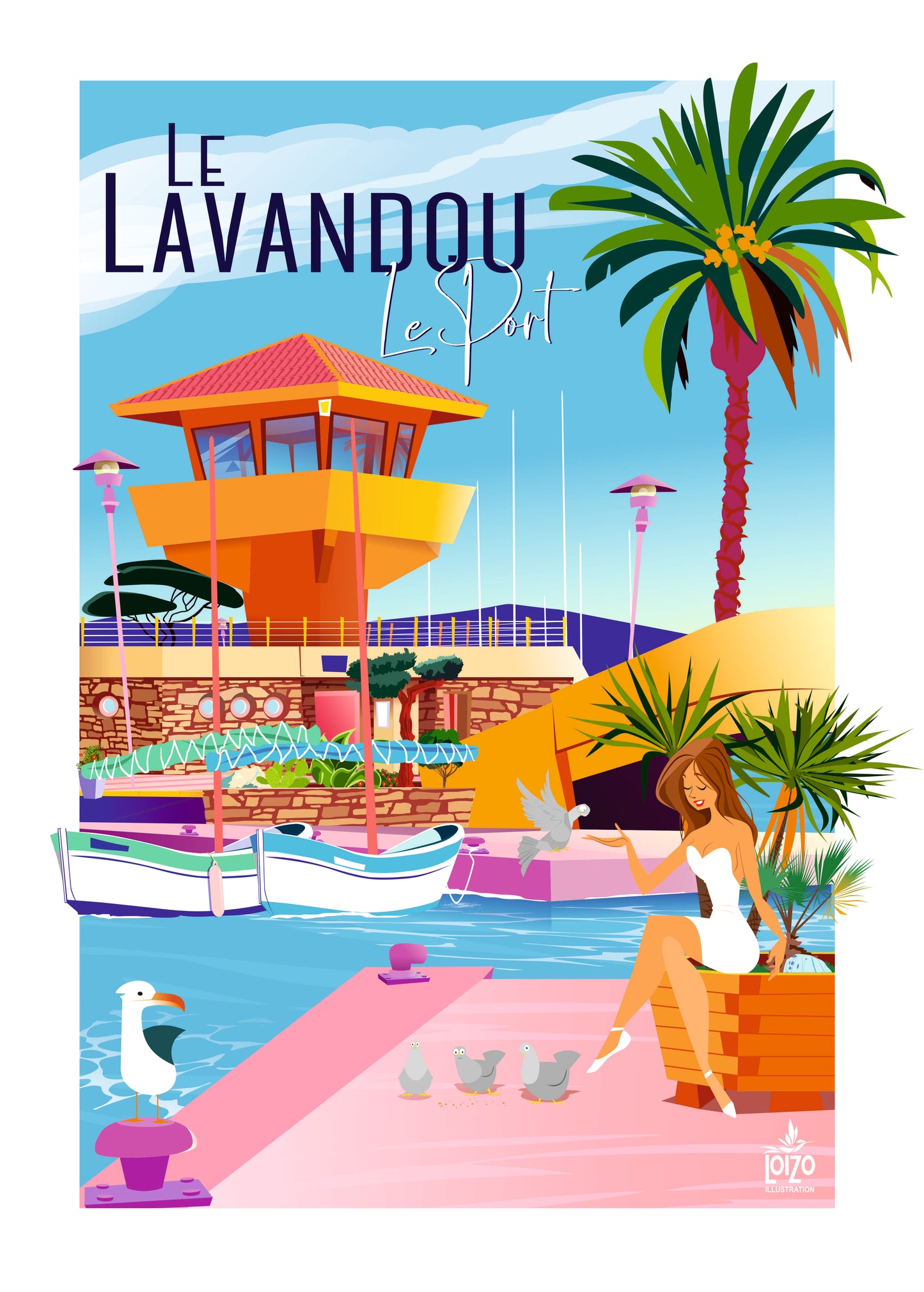 Le Lavandou "Le Port" avec personnage féminin