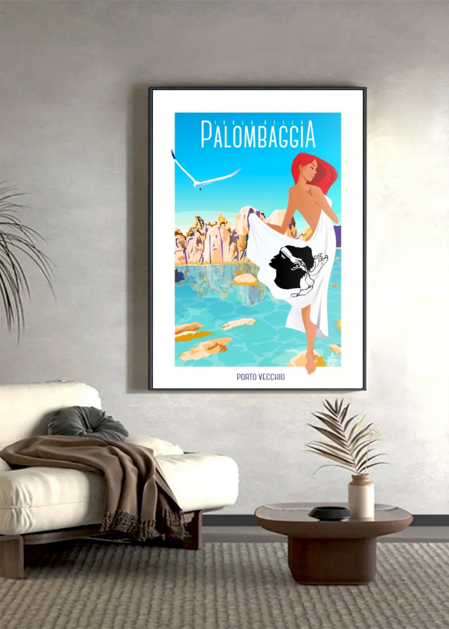 Illustration Plage Corse Pin - up Isula Bella Palombaggia 270g - Œuvre Signée Laurent Loiseau - laurent loiseau