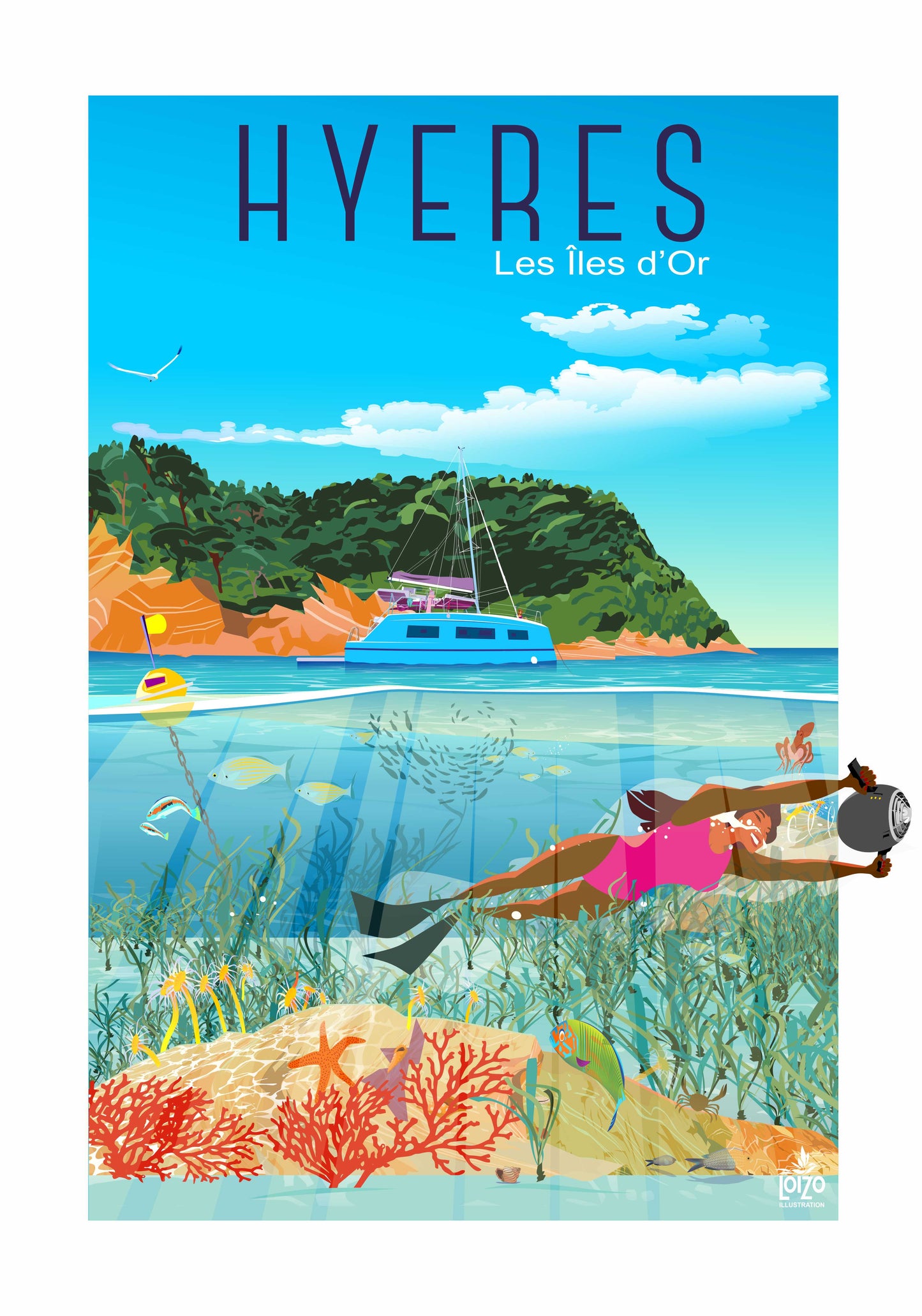 Illustration Hyères les îles d'or "Nageuse"