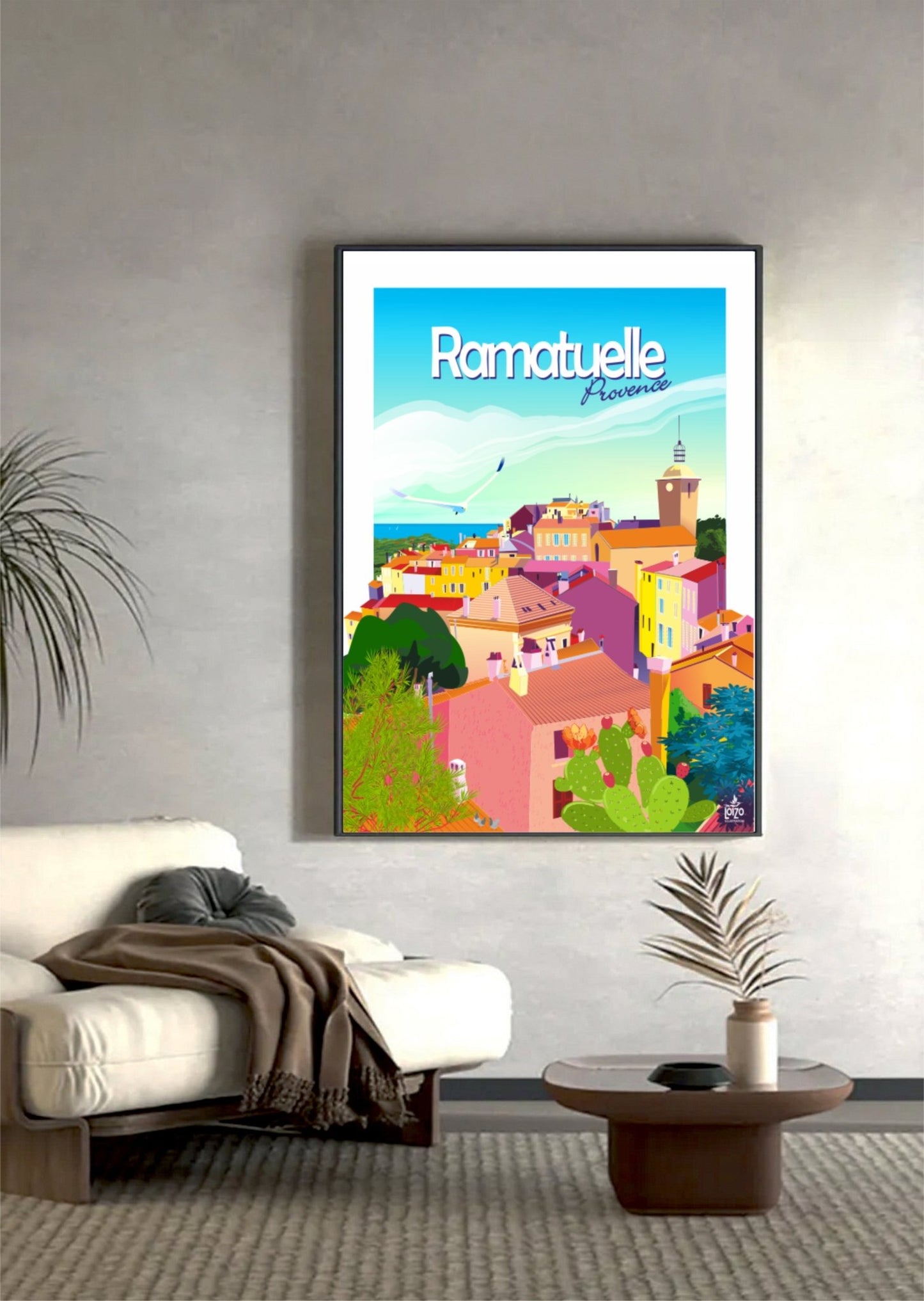 Illustration Néo - Rétro Ramatuelle - Vintage Avec Couleurs Flamboyantes et L'Âme Provençale - laurent loiseau