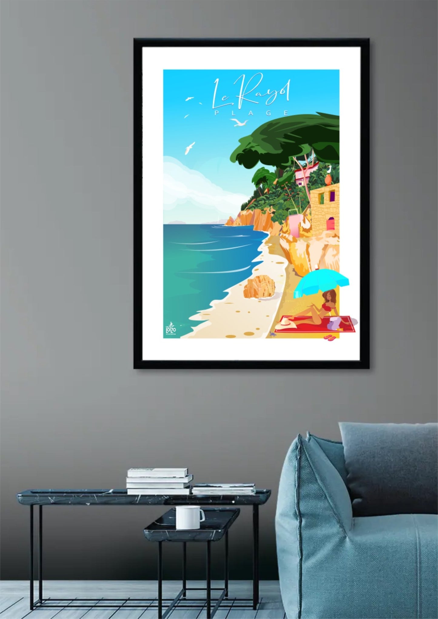 Illustration Loizo Le Rayol "Plage" Sur Papier Lithographique 270 Gr, Signée et Authentifiée - laurent loiseau