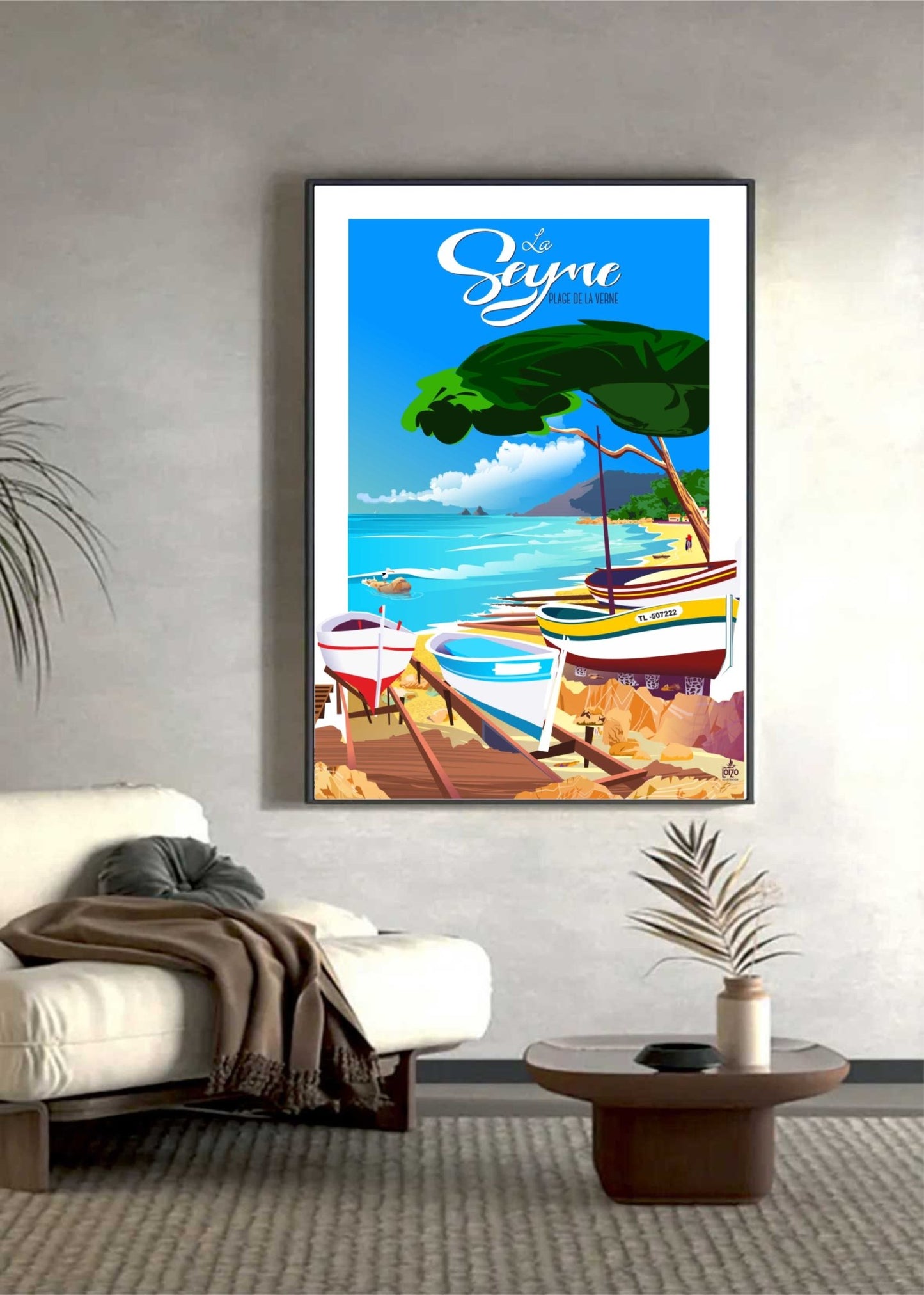 Illustration Originale La Seyne "Plage de La Verne" - laurent loiseau