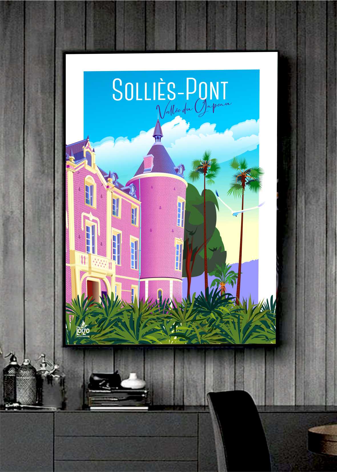 Illustration Originale De Solliès - Pont Par Laurent Loiseau - Art Lithographique Unique - laurent loiseau