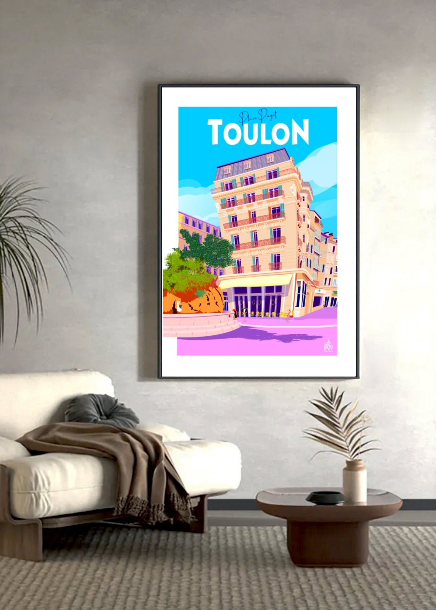 Illustration Originale de la Place Puget par Laurent Loiseau - Papier Lithographique 270gr, Signée - laurent loiseau