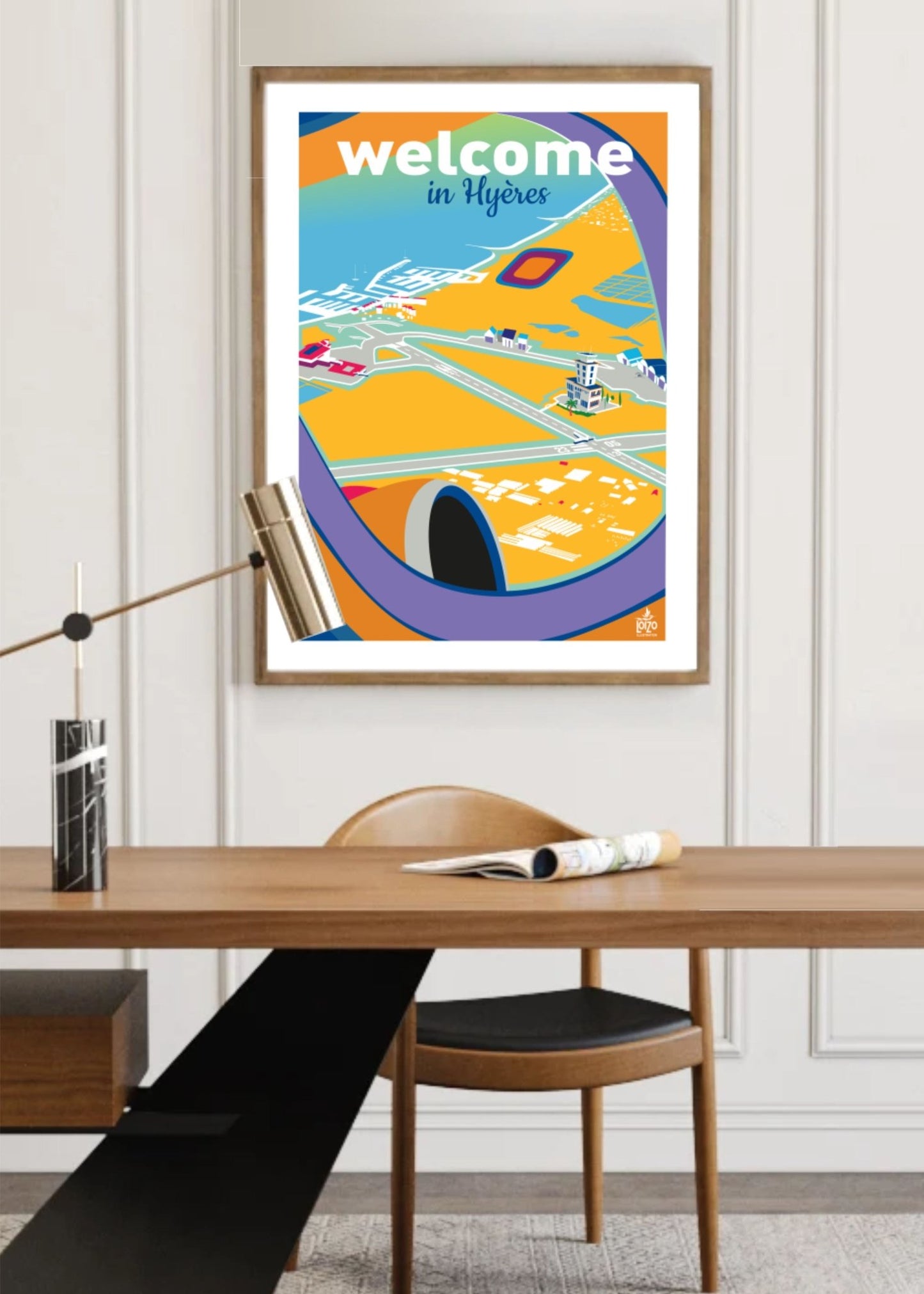 Illustration Originale Hyères : Art Néo - Rétro Avec Couleurs Flamboyantes, Certifiée Loizo - laurent loiseau