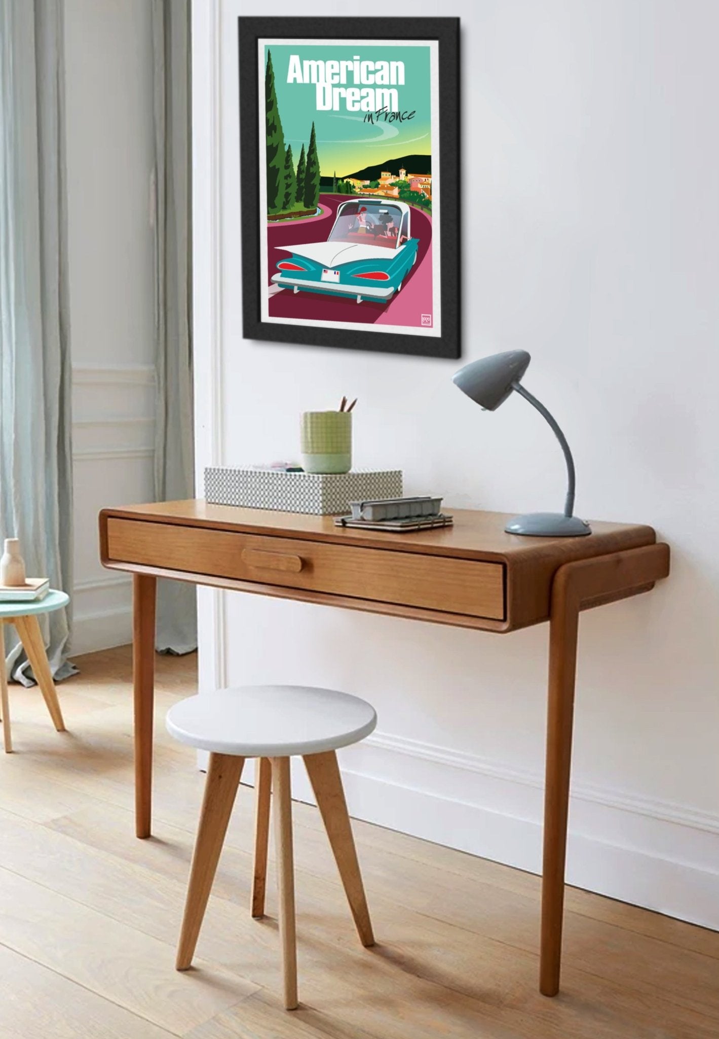Affiche Lithographique « Rêve Américain Voiture » Signée par Laurent Loiseau - 270gr Originale - laurent loiseau