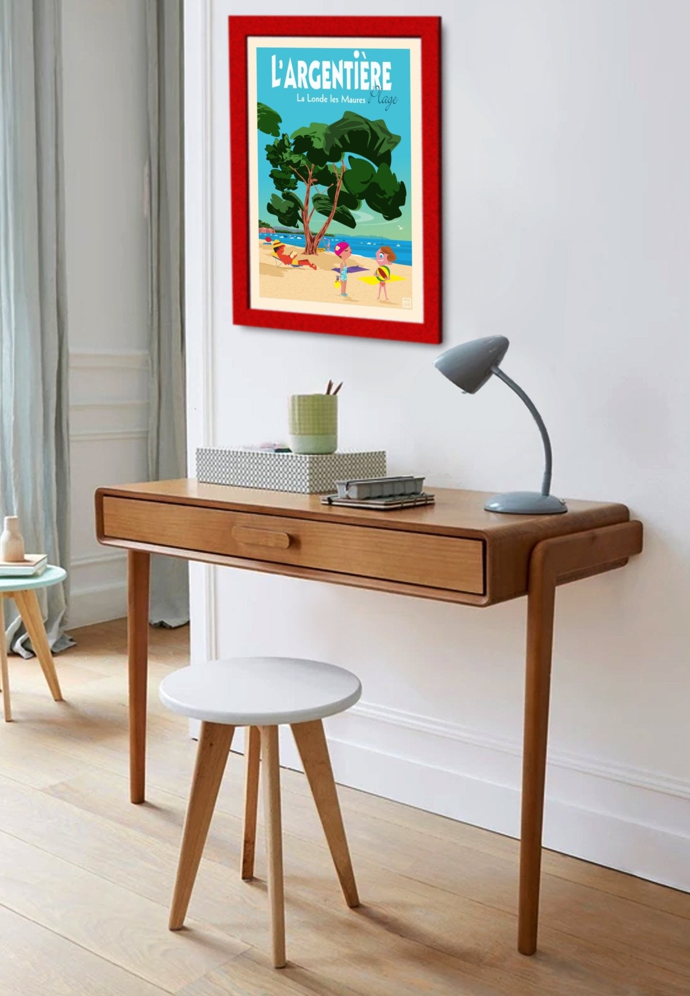 Illustration Signée De La Plage De L'Argentière, Papier Lithographique 270gr, Art Original Par Loizo - laurent loiseau