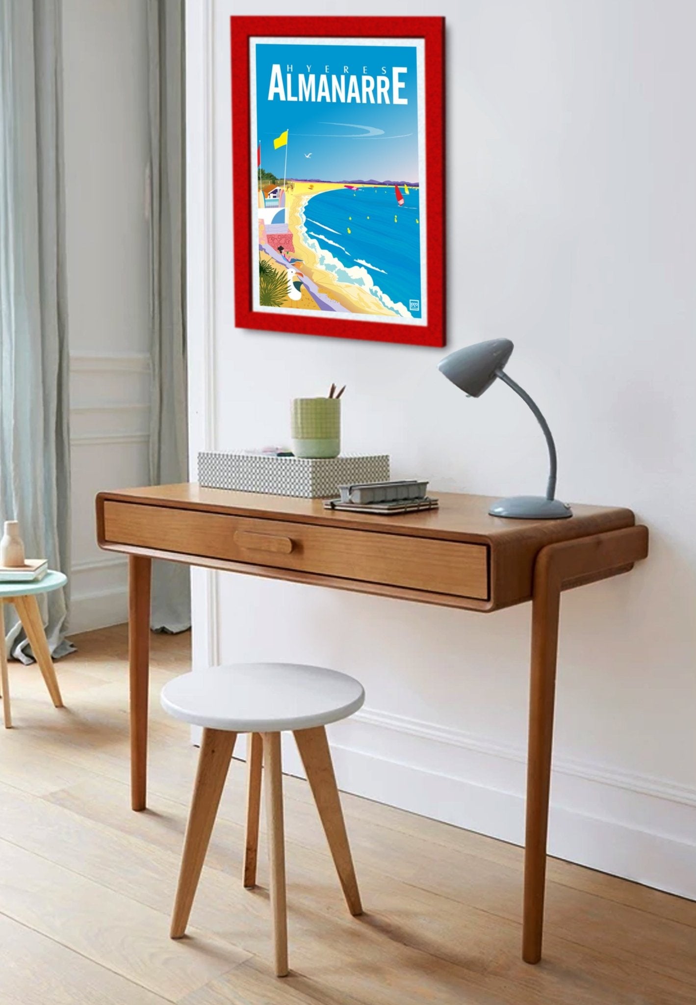 Illustration Plage Almanarre Bleue - Œuvre Originale Signée Par Laurent Loiseau, Papier Lithographique 270gr - laurent loiseau