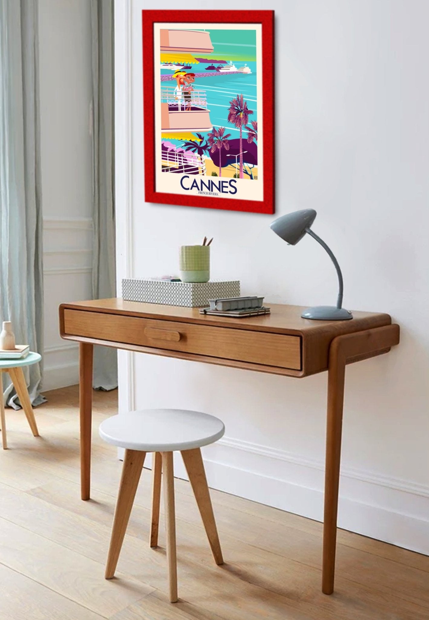 Illustration Originale Cannes - Ville Balnéaire Côte d'Azur Imprimée Sur Papier Lithographique 270gr - laurent loiseau