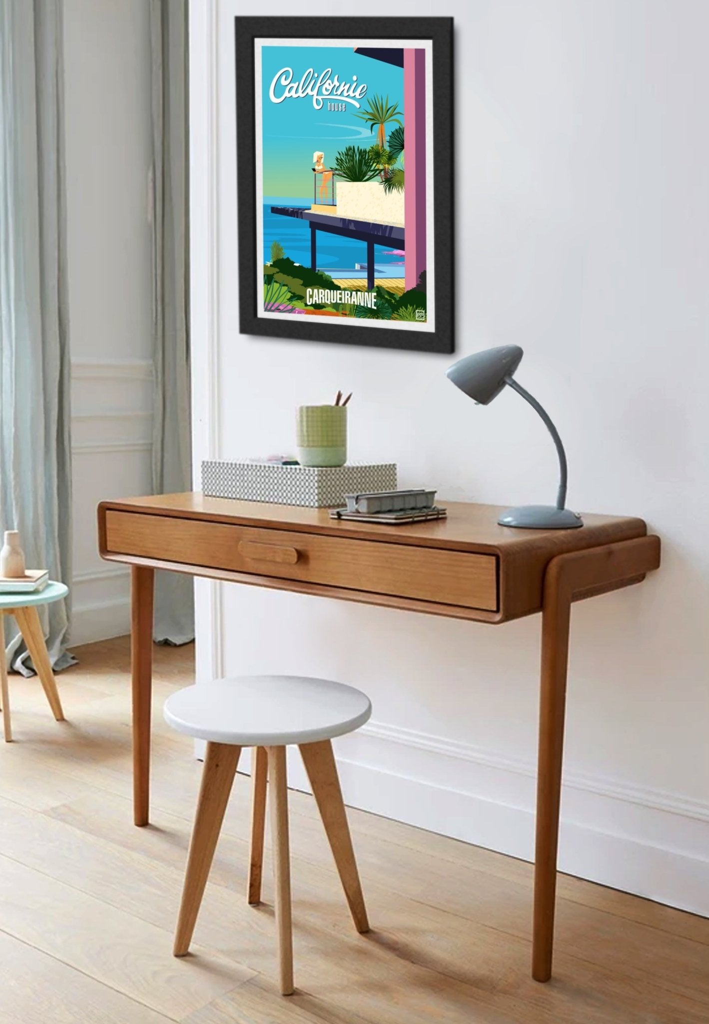 Illustration Village Carqueiranne 'Californie' Originale Sur Papier Lithographique 270gr Signée - laurent loiseau