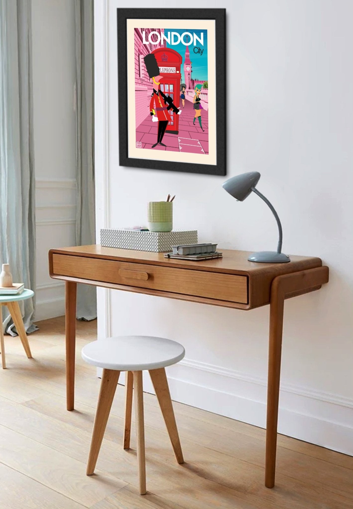 Illustration Originale Londres par Loizo - Style Néo - Rétro 30 - 50, Papier Lithographique 270gr - laurent loiseau