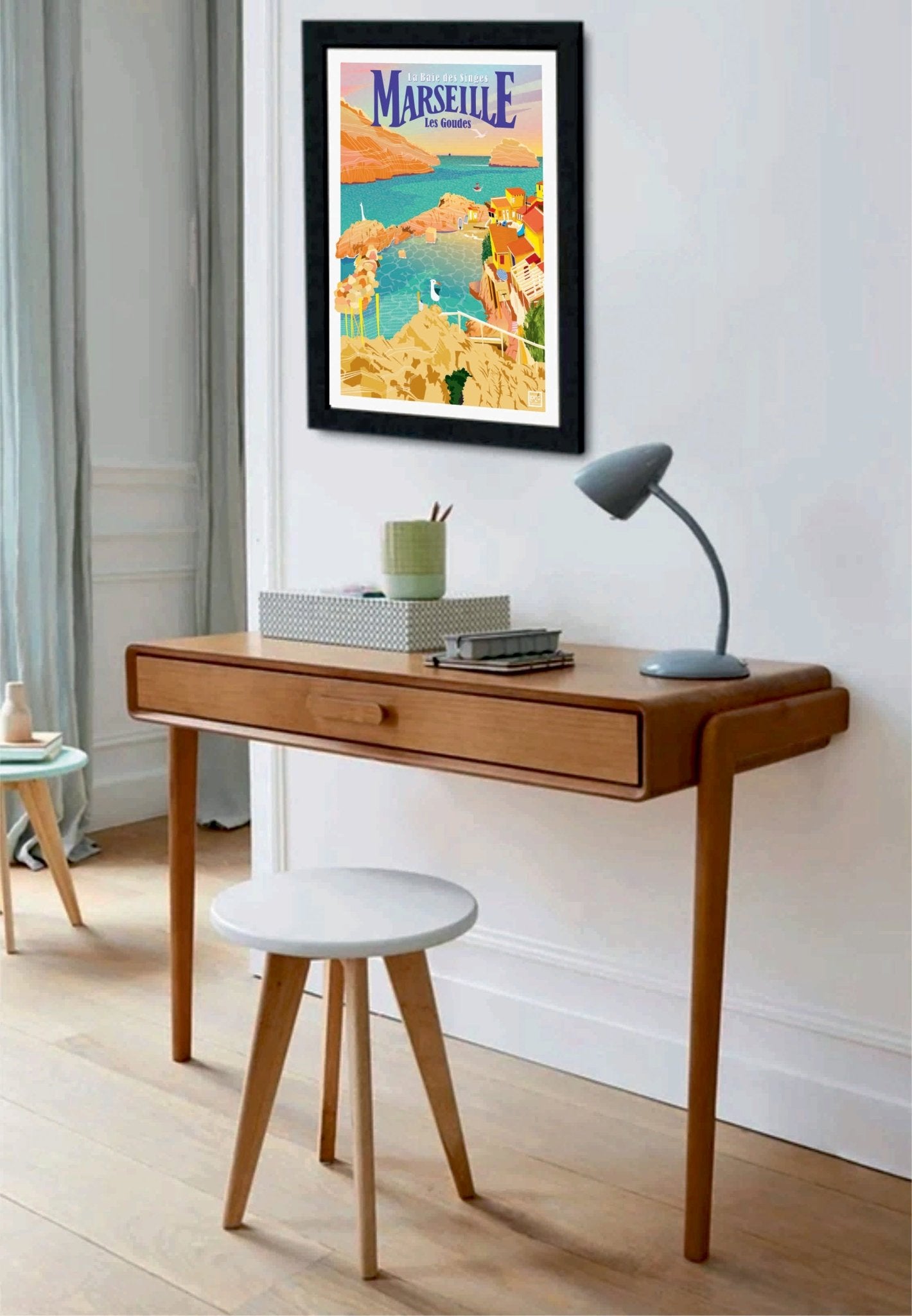 Illustration Vintage Marseille Les Goudes - Baie Des Singes Pétillante 270gr Néo - Rétro - laurent loiseau
