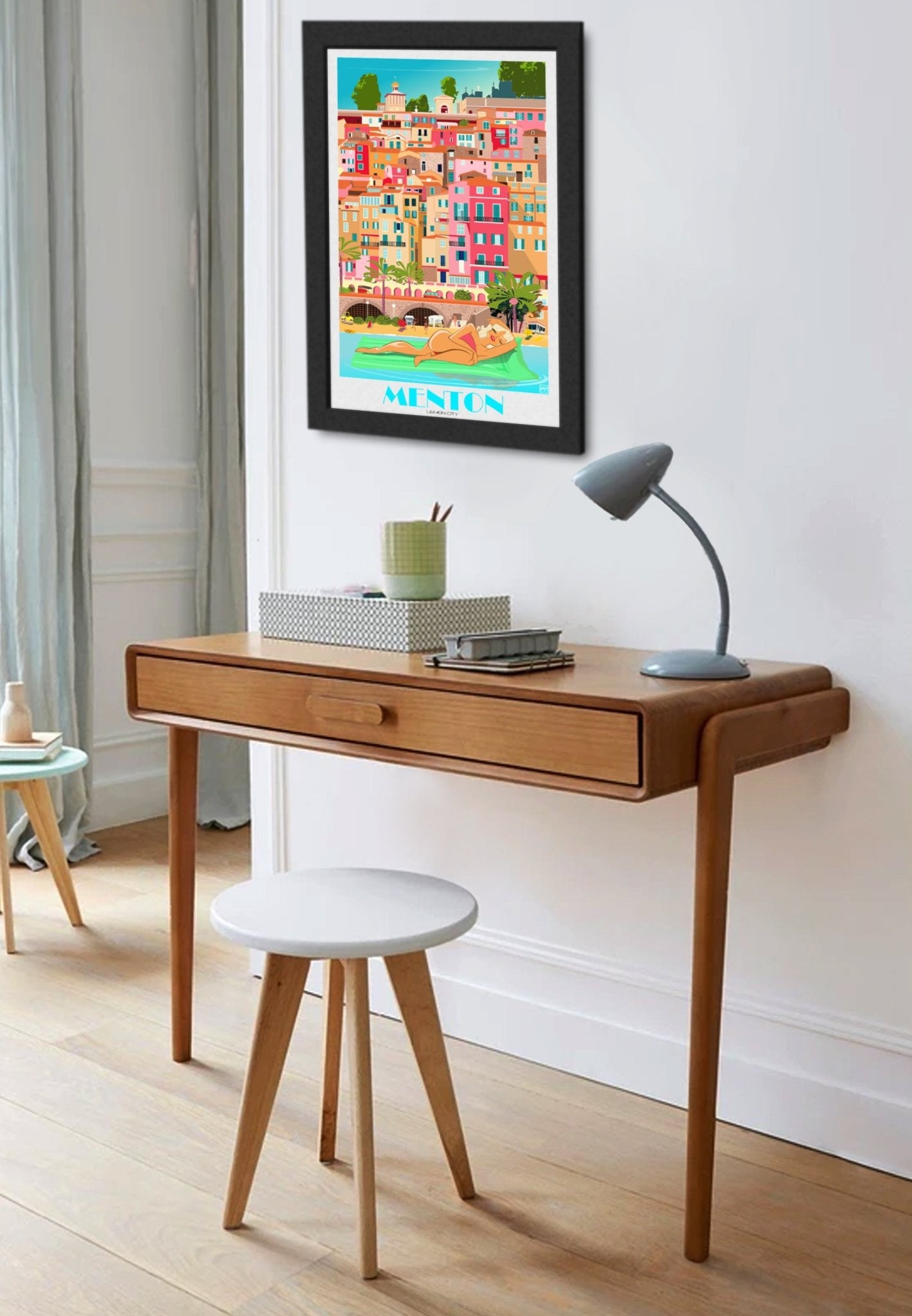 Illustration Vintage Menton Ville De Citron - Art Original Sur Papier Lithographique 270Gr Authentique - laurent loiseau