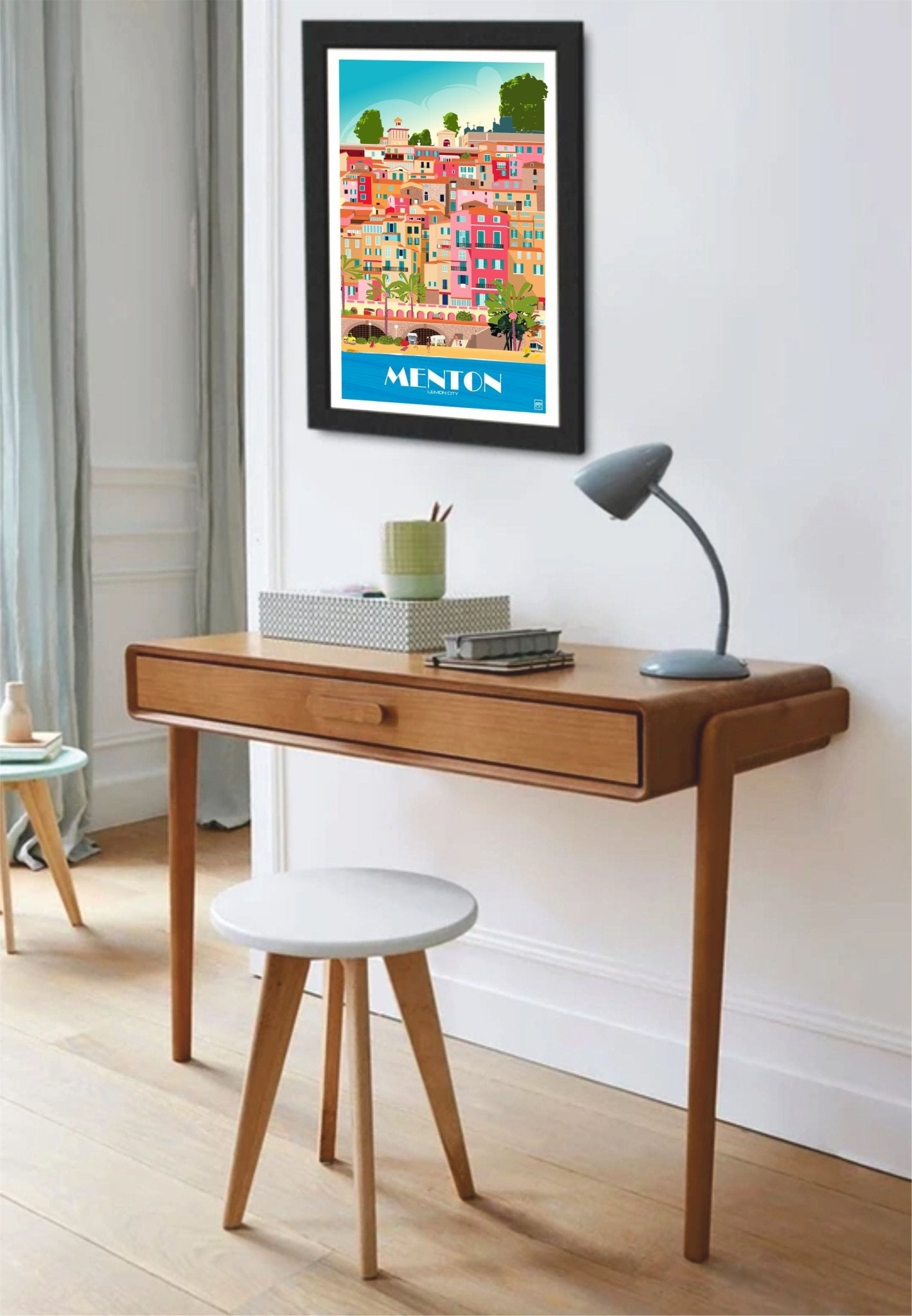 Illustration Originale de Menton 'Ville du Citron' par Laurent Loiseau - 270gr Lithographique - laurent loiseau