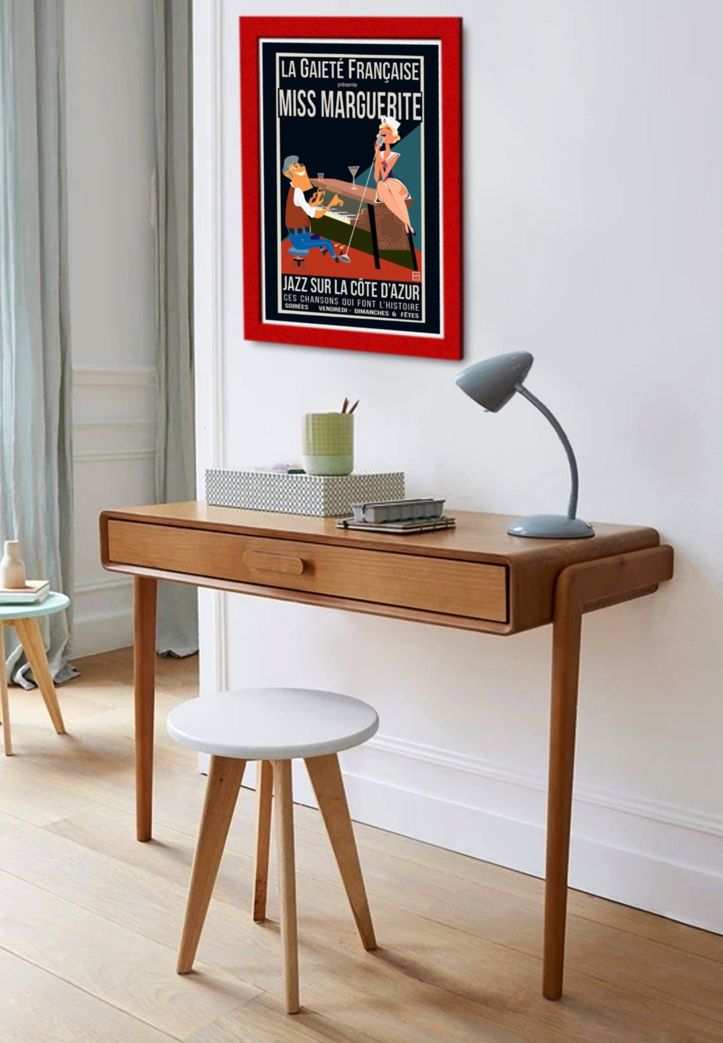 Illustration Originale Pin - Up Miss Marguerite 'Chanteuse Jazz' par Laurent Loiseau en Lithographie 270g - laurent loiseau