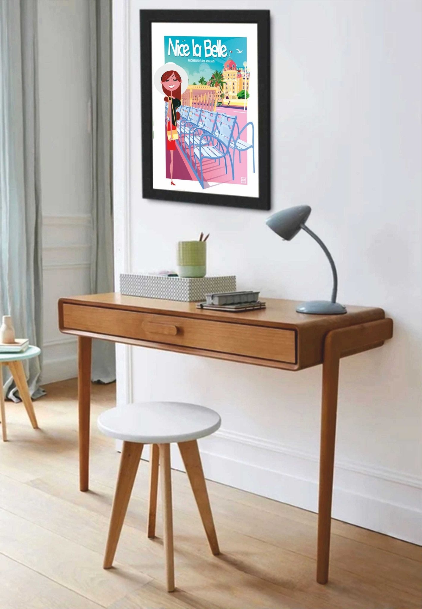 Illustration Originale Loizo - Nice, La Belle - Promenade Des Anglais en Cartoon - 270gr Lithographique - laurent loiseau