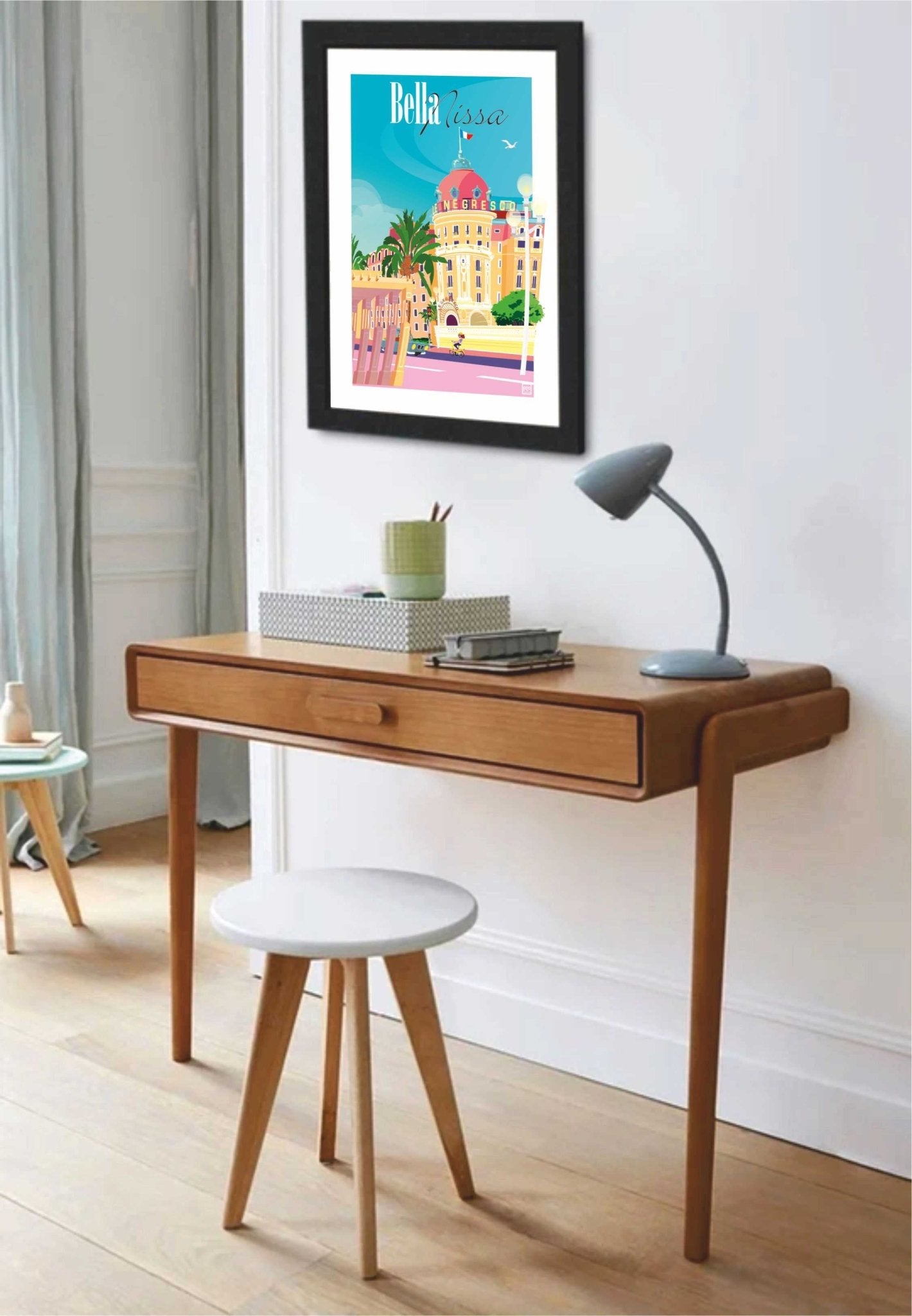 Illustration Originale Loizo - Belle Nice Côte d'Azur, Papier Lithographique 270gr Signée - laurent loiseau