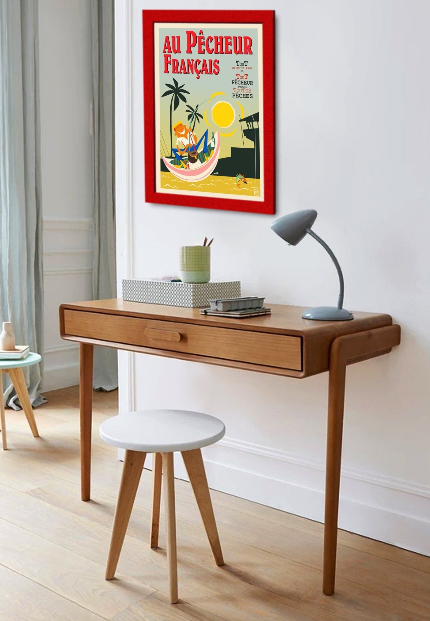 Affiche Vintage Pêcheur Français - Illustration Originale Sur Papier Lithographique 270g Signée - laurent loiseau
