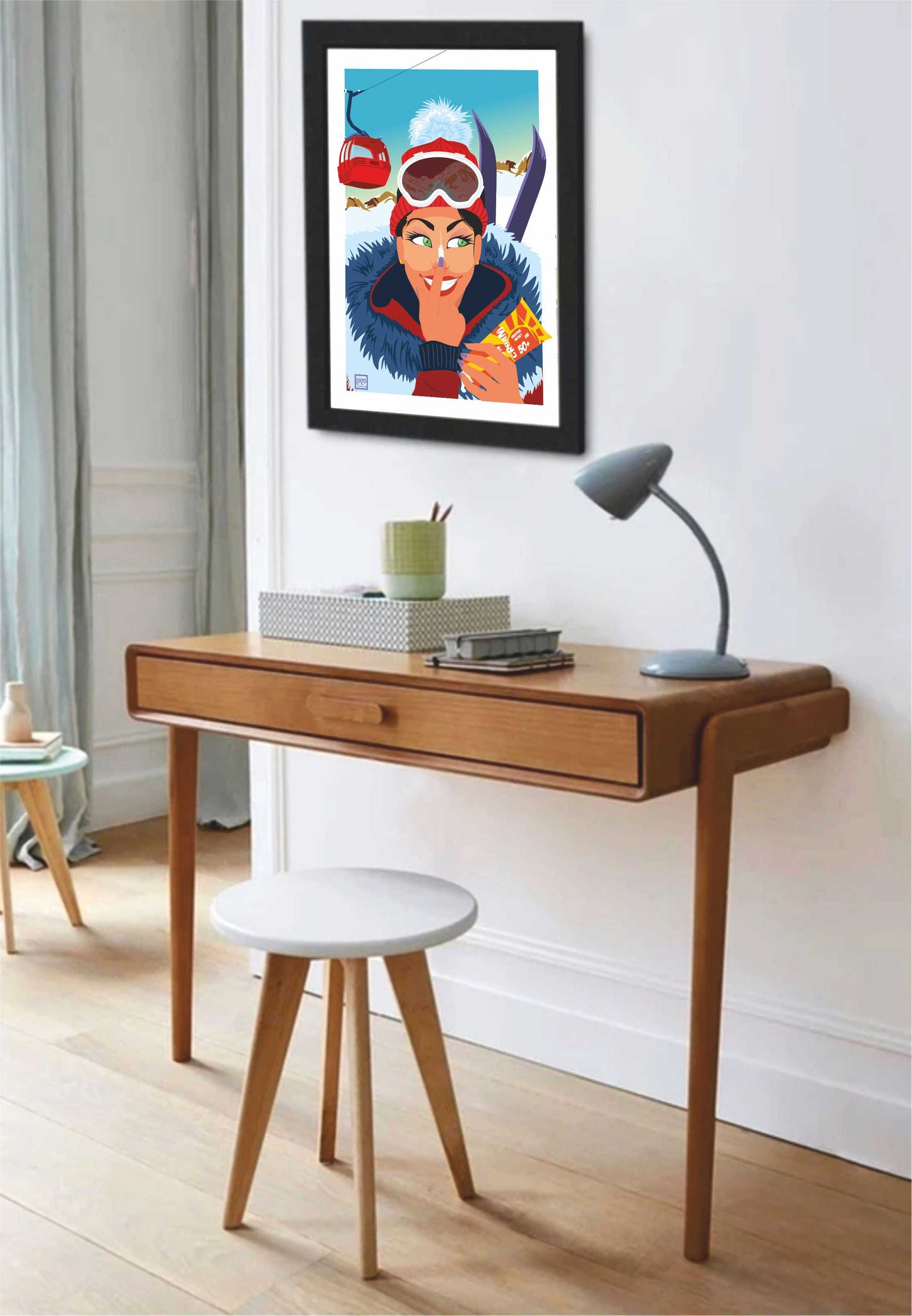 Pin-up ski "crème solaire"
