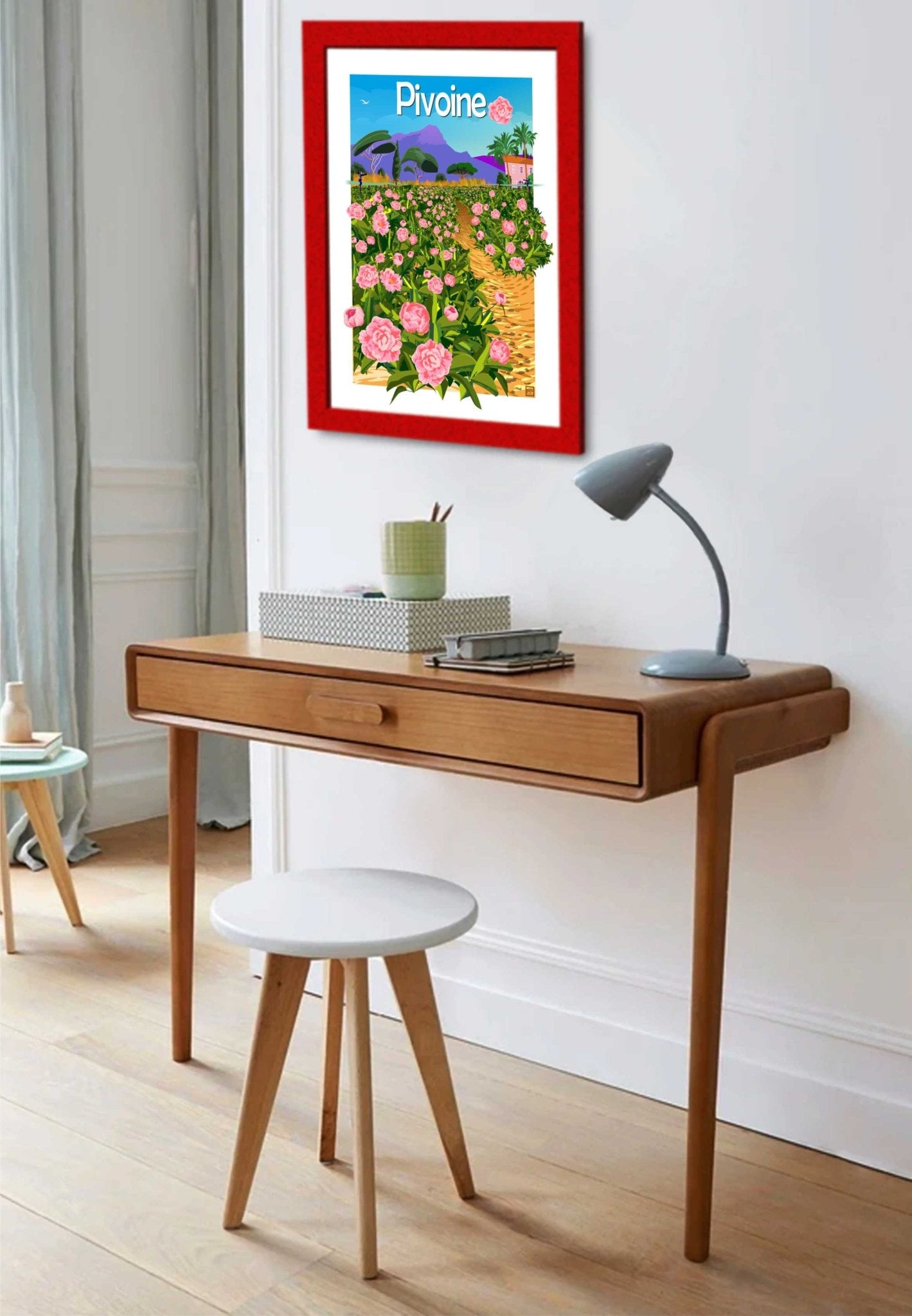 Illustration La Pivoine Originale Par Laurent Loiseau - Papeterie 270gr Signée - laurent loiseau