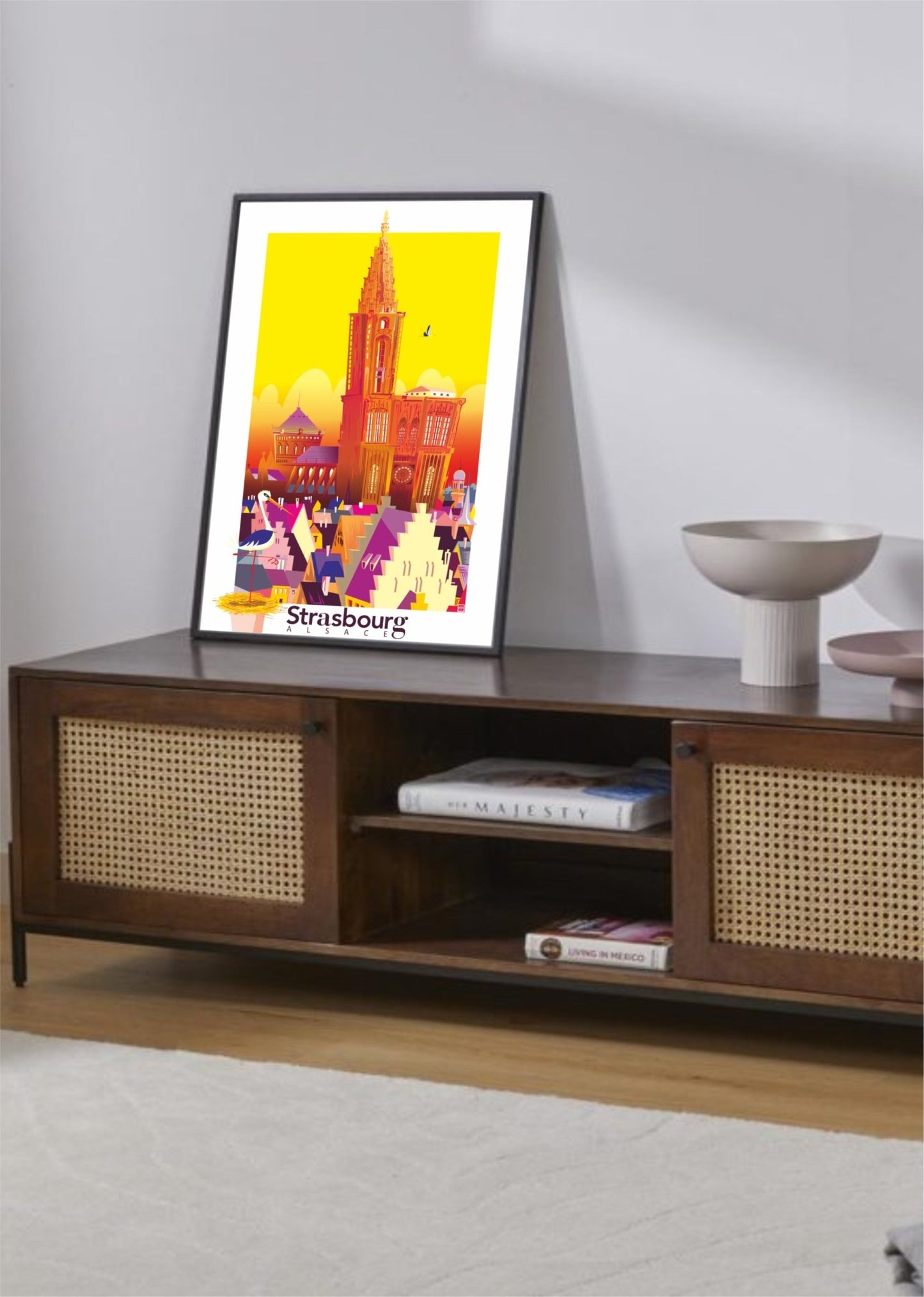Affiche Strasbourg Alsace - Illustration Originale Néo - Rétro Sur Papier Lithographique 270gr - laurent loiseau