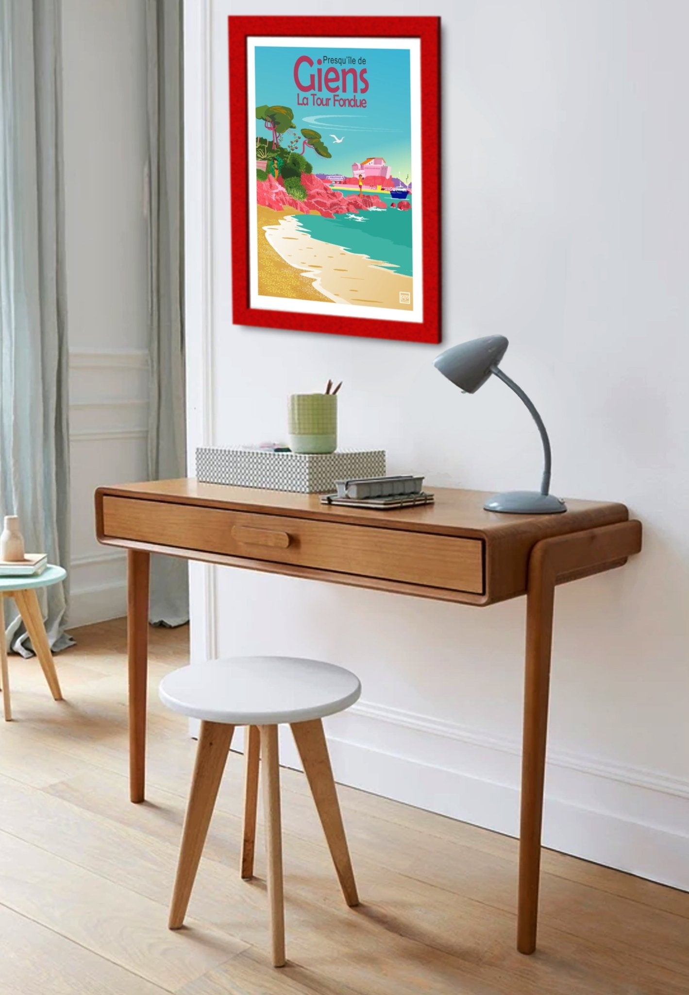 Illustration Presqu'île De Giens La Tour Fondue - Originale Loizo Sur Papier 270gr Lithographique - laurent loiseau