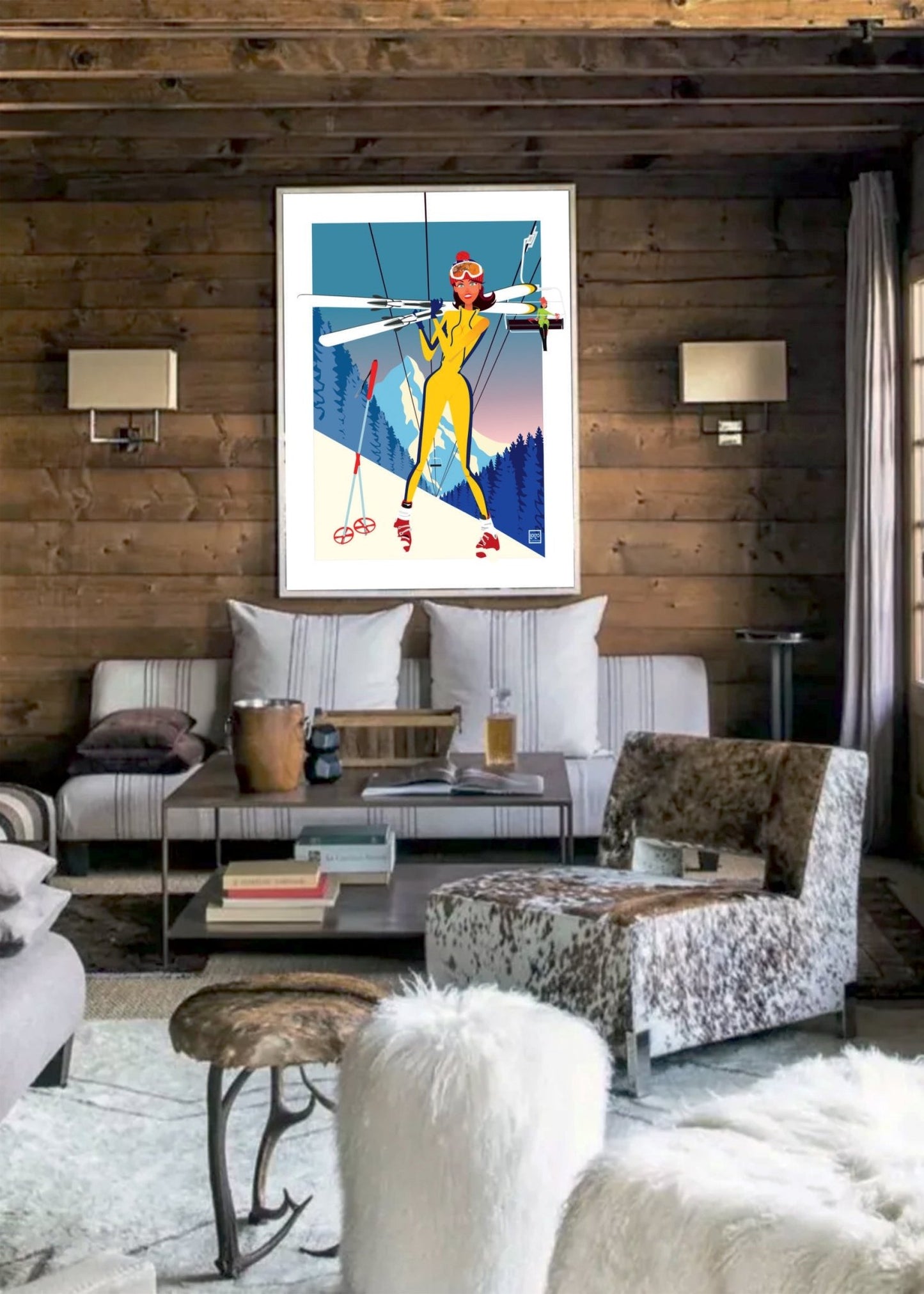 Posters De Ski Sur Piste "Pin'Up" Par Laurent Loiseau - Illustration Originale Signée - laurent loiseau