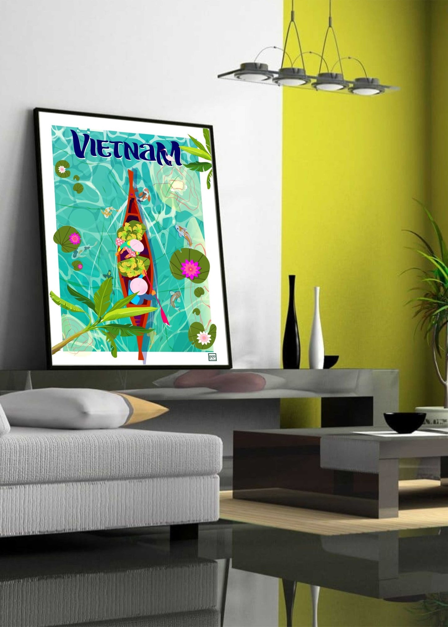 Illustration Originale Néo - Rétro Du Vietnam Par Laurent Loiseau - Papier Lithographique 270gr - Édition Signée - laurent loiseau