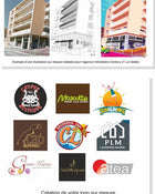 Exemple de création illustration sur mesure par l'agence immobilière Century 21 La Valette, imagé avec divers logos et designs d'entreprises, illustrant la personnalisation visuelle.