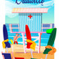 Illustration Originale Deauville - Vintage, Couleurs Vives, Néo-Retro
