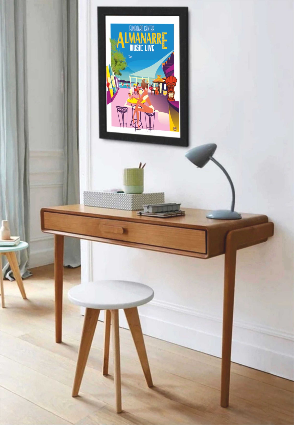 Hyères Almanarre Strand - Französischer Kunstdruck | Originalillustration 270g