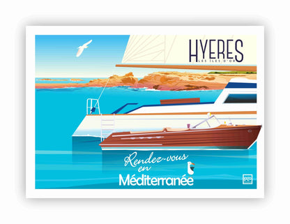 Set De Table Hyères Non Absorbant - Motifs Méditerranéens 28.5x39.5 cm Haute Qualité - laurent loiseau