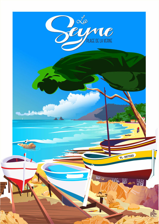 Illustration Originale La Seyne "Plage de La Verne"