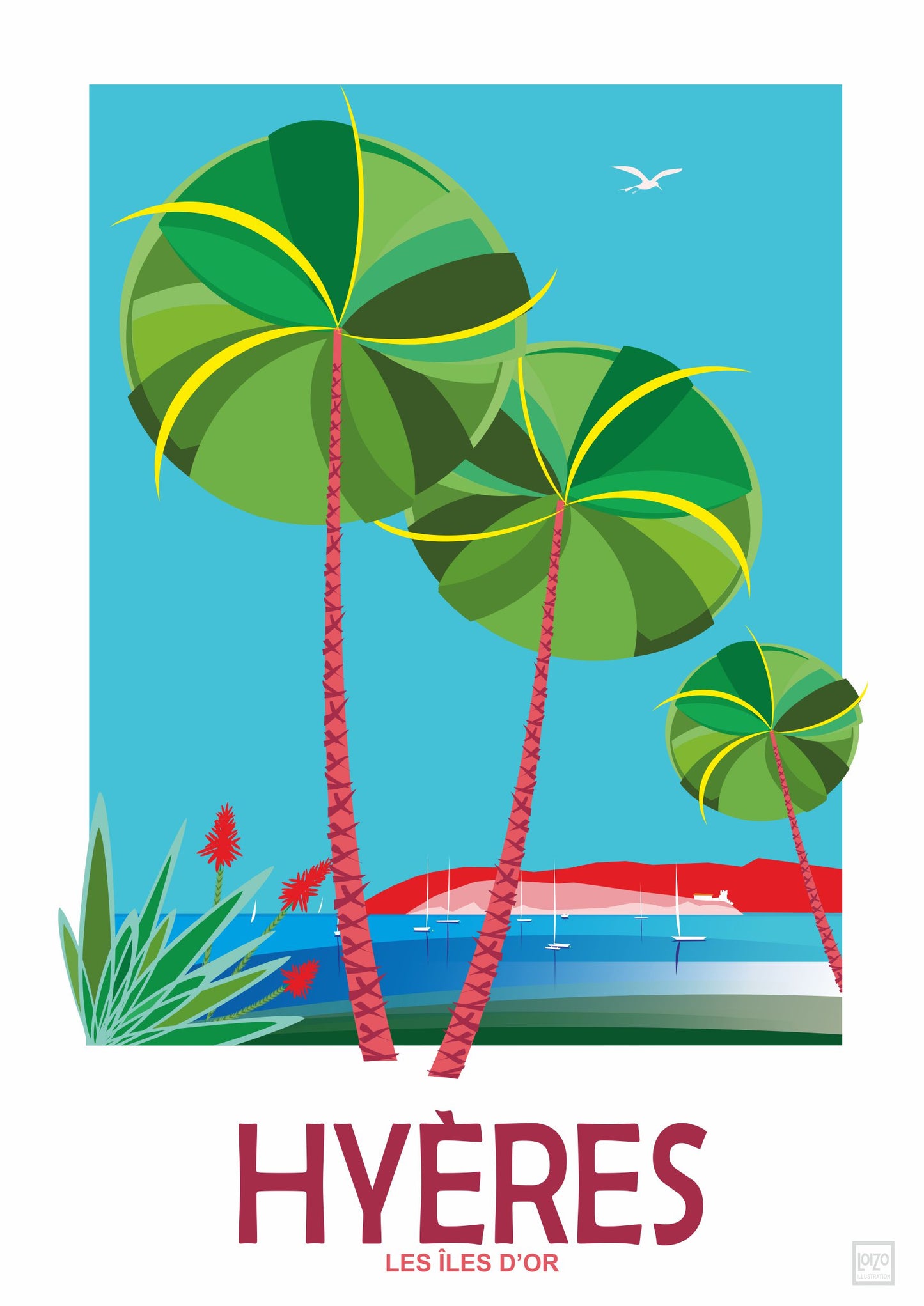 Hyères les palmiers  "les Iles d'or" loizo illustration